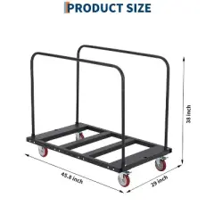 Folding Table Cart Dolly, 1800 Lb Steel Panel Cart with Swivel Wheels, Event Table Trolley, Black