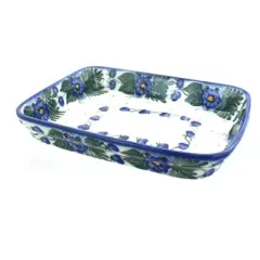 Blue Rose Polish Pottery 43A WR Unikat Medium Rectangular Baker