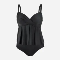 Women's V Neck Wrapped Plus Size Tankini Set - Cupshe