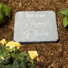 Pavilion Gift Company - Happy Place - 7.75" x 7.75" Garden Stone - Stepping Stones and Pathways