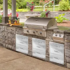18W x 23H x 23D Inch Outdoor Kitchen Stainless Steel Double Access Drawers Combo for BBQ Island or Grill Station