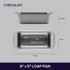 Circulon 9"x5" Loaf Pan Gray: Nonstick Aluminum Baking Dish, Dishwasher-Safe, Rectangle Shape, Lifetime Warranty