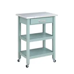 Colorado Kitchen Cart with Stainless Steel Top Blue - Boraam
