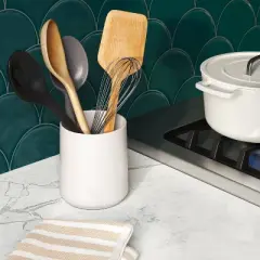 Stoneware Utensil Storage White - Threshold&trade;: Kitchen Countertop Holder, Dishwasher-Safe, 6" Height