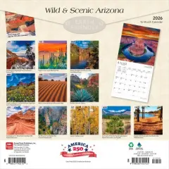 BrownTrout Arizona Wild and Scenic 2026 12"x24" Hanging Square Wall Calendar Plastic-Free