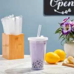 Stockroom Plus 200 Pack Individually Packed Disposable Boba Straws ( 0.5 x 0.5 x 8.5 In, Clear)