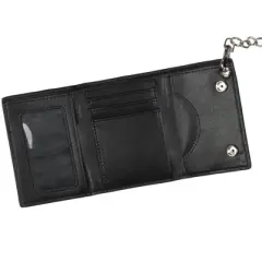 Hunter x Hunter Merch Anime Hisoka Morrow Tri-Fold Snap Closure Chain Wallet Black