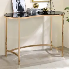 Burwick Writing Desk with Glass Top Gold - miBasics