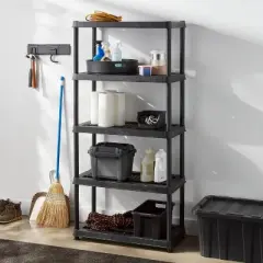 5 Tier Plastic Shelf Unit Black - Brightroom&trade;: Utility Storage Shelving, 5 Open Shelves, 150 lb Capacity, 73.5" Height
