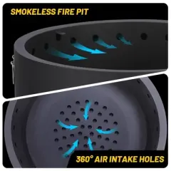 ODK 26" Smokeless Fire Pit with Removable Ash Pan, Wood Burning Firepit Table, Smokeless Outdoor Fireplace, Outdoor Fire Pits for BBQ, Camping