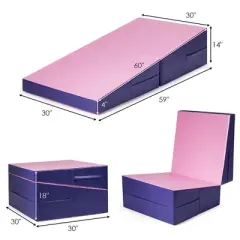 Costway Incline Gymnastics Exercise Mat Folding Wedge Ramp Fitness Mat Tumbling Pink