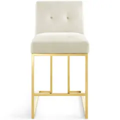 Privy Stainless Steel Performance Velvet Counter Height Barstool Gold/Ivory - Modway