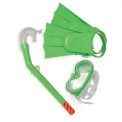 Swimline 3pc Otter Children's Recreational Mask, Snorkel and Fins Snorkeling Set - Small - Green