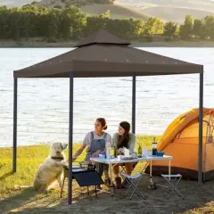 Yescom 10x10Ft UV30+ Gazebo Replacement Top for 2 Tier Outdoor Canopy Cover Patio Backyard Party Deck Coffee Liqueur Tan