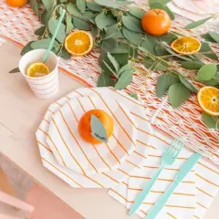 Daydream Society - Clementine Frenchie Striped Small Plates - Pack of 8 Paper Plates