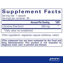 Pure Encapsulations L-Tyrosine-Amino Acid Supplement for Sleep, Thyroid Support and Memory - 90 Capsules