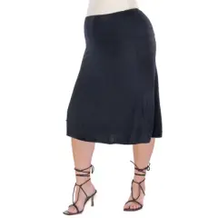 24seven Comfort Apparel A Line Elastic Waist Knee Length Plus size Skirt