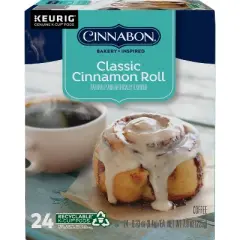 24ct Cinnabon Classic Cinnamon Roll Keurig K-Cup Coffee Pods Flavored Coffee Light Roast