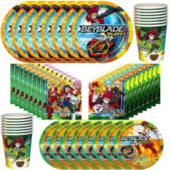 Treasures Gifted BEYBLADE Birthday Party Supplies Tableware Classic Set for 16 Guests