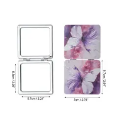 Unique Bargains Durable Retro Butterfly Makeup Mirror Purple Pink 1 Pc