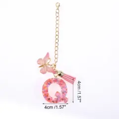 Unique Bargains Heart Sequin Letter Q Butterfly Tassel Water Cup Pendant Pink 1 Pc