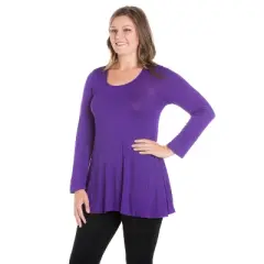 24seven Comfort Apparel Womens Plus Size Poised Long Sleeve Swing Tunic Top