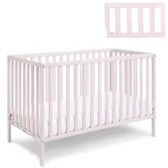 Suite Bebe Palmer Island 3-in-1 Convertible Crib and Guardrail - Pastel Pink