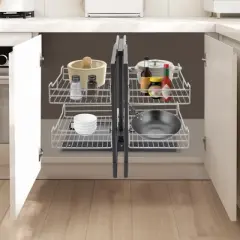 YIYIBYUS Pull-out Cupboard Organizer, Corner Pantry Organizer Shelves