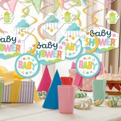 Big Dot of Happiness Colorful Baby Shower - Gender Neutral Party Hanging Decor - Party Decoration Swirls - Set of 40