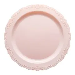Smarty Had A Party 10" Pink Vintage Plastic Dinner Plates - 120 pcs