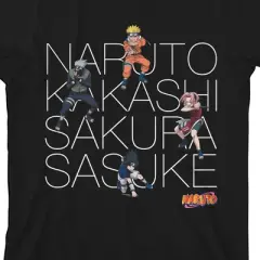 Naruto Classic Naruto Kakashi Sakura & Sasuke Boy's Black T-shirt