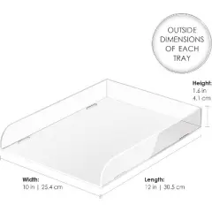 Acrylic Stackable Paper Tray Organizer for Desk, Elegant Paper Organizer Tray, Clear Desk Organizer with White Edges for Office Storage