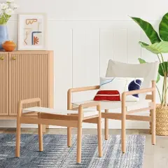 Northlake Dowel Frame Sling Ottoman Cream - Threshold&trade;