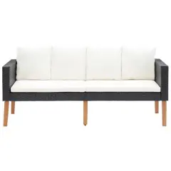 vidaXL Garden Sofa Black, Cream White