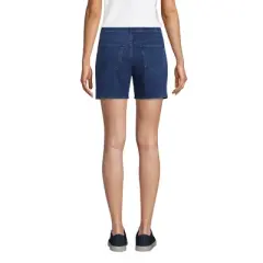 Lands' End Women's Starfish Mid Rise Pull On 7" Knit Denim Jean Shorts