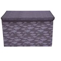 Bacati - Clouds in the City White/Gray Storage Toy Chest
