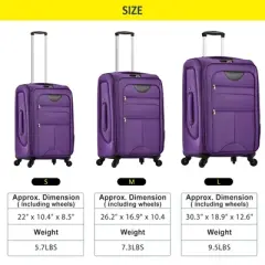 INFURNIC Bag and Luggage Sets Hardshell  3 PCS with 360&deg; Spinners Lightweight Suitcase, DurableTravel Suitcase, Purple, 30.3"*18.9"*12.6"