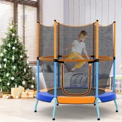 Costway 48" Toddler Trampoline for Kids with Safety Enclosure Net Heavy-duty Frame Orange/Yellow
