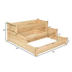 Costway 3 Tier Wooden Raised Garden Bed Planter Kit Outdoor Grow Flower Vegetables
