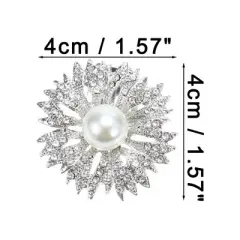 Unique Bargains Women's Round Rhinestone Shoe Buckle 1.57"x1.57" Silver Tone 2 Pcs