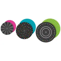Teacher Created Resources Chalkboard Brights Hanging Paper Fans 3 Per Pack 3 Packs (TCR77104-3)