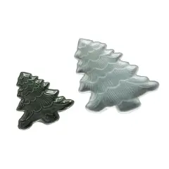Transpac Ceramic Iridescent Holiday Tree Plates Set of 2 for Christmas Dining Elegant Tableware