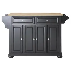 Alexandria Natural Wood Top Kitchen Island - Black - Crosley