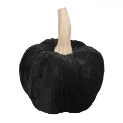 Whisen Velvet Large Pumpkin, Holiday Halloween Decoration, Set of 2 - Black