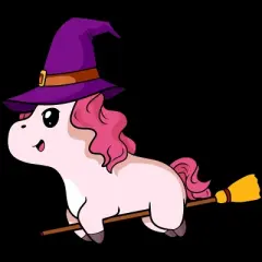 Junior's Design By Humans Witch Unicorn Halloween T Shirt By thebeardstudio T-Shirt