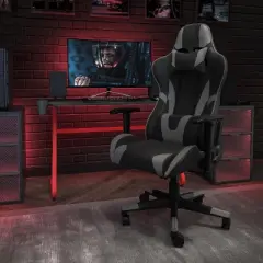 Flash Furniture X20 Gaming Chair Racing Office Ergonomic Computer PC Adjustable Swivel Chair with Reclining Back in Gray LeatherSoft