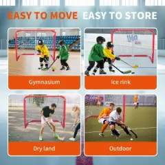 Racxily 72"x48" Street Hockey Goal Set - Double Fish Premium Steel Frame with Reinforced Net for Indoor/Outdoor Use, Easy Assembly & Portable