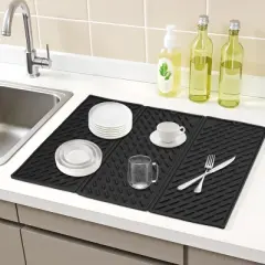 REGALWOVEN Easy Clean Heat Resistant-Silicone Dish Drying Mat for Kitchen Counter 1 Pc