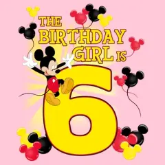Girl's Disney Mickey Mouse The Birthday Girl is 6 T-Shirt