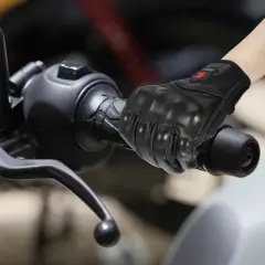 Unique Bargains Leather Cycling Riding Gloves Black 1 Pair
